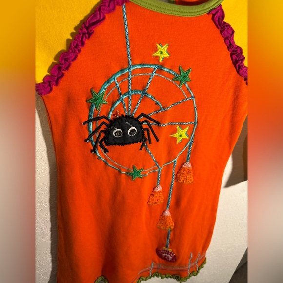 Michael Simon Halloween Dress Girl 4 Orange Spider Candy Corn Vintage Ugly RARE - Picture 4 of 10